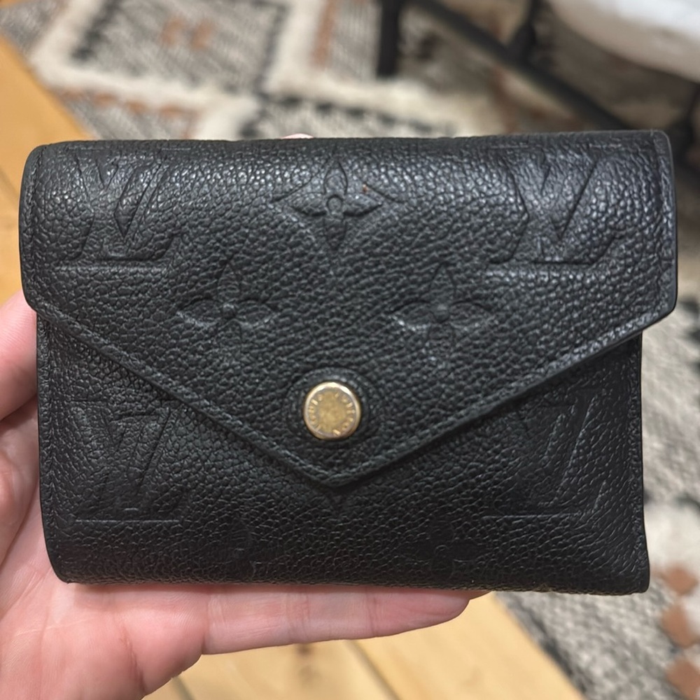 Authentic Black Leather LV Victorine Wallet